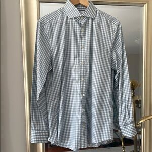Charles Tyrwhitt Blue and White Casual Button Down Shirt